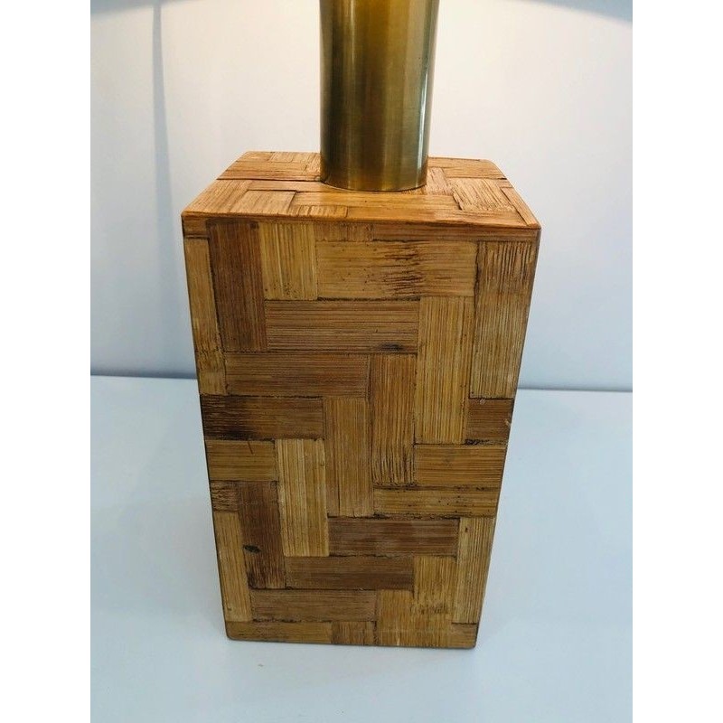 Straw Marquetry Lamp, French Production, Circa 1950