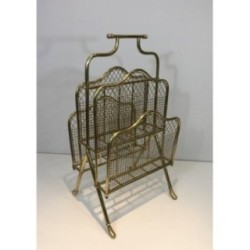 Neoclassical Brass Magazine Rack, Maison Jansen, c.1940