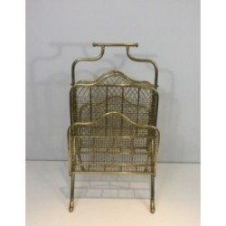 Neoclassical Brass Magazine Rack, Maison Jansen, c.1940