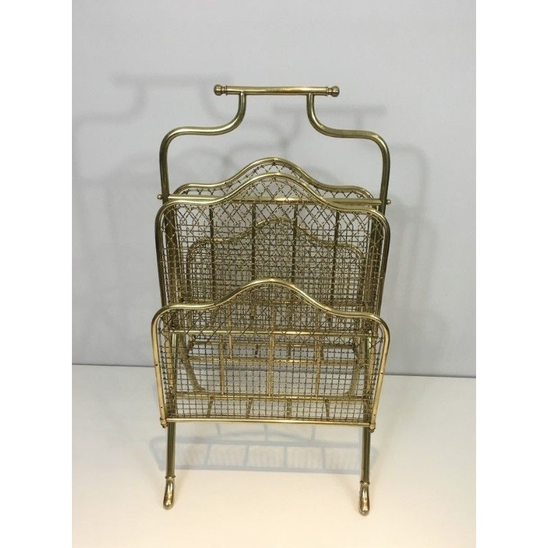 Neoclassical Brass Magazine Rack, Maison Jansen, c.1940
