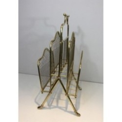 Neoclassical Brass Magazine Rack, Maison Jansen, c.1940