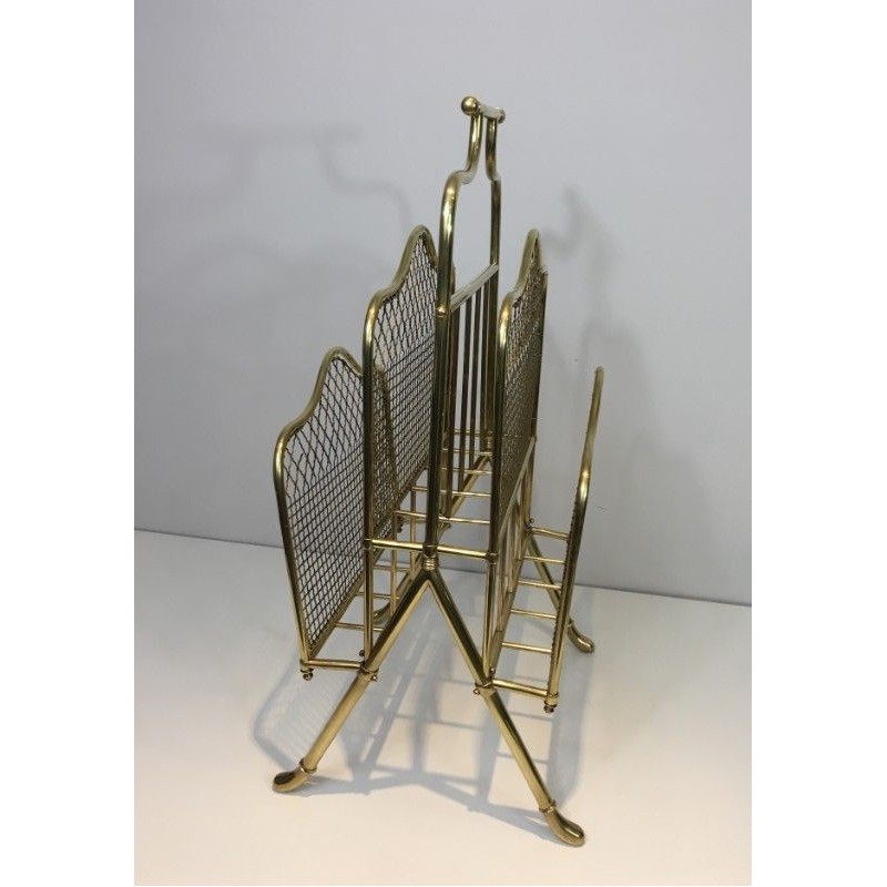 Neoclassical Brass Magazine Rack, Maison Jansen, c.1940