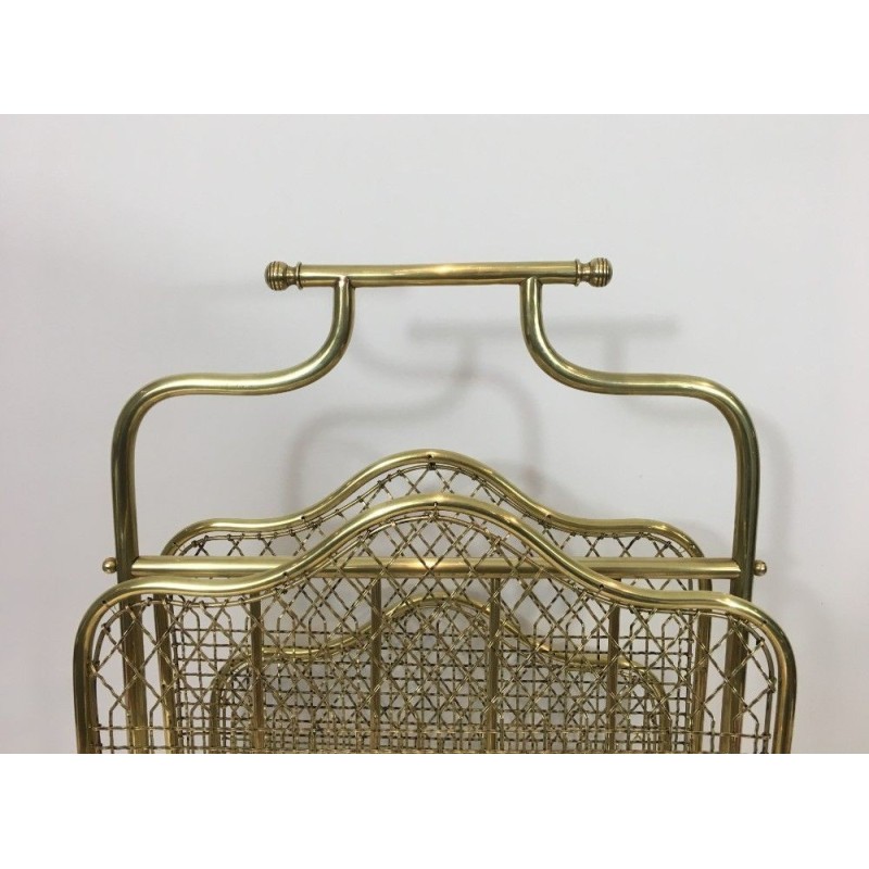 Neoclassical Brass Magazine Rack, Maison Jansen, c.1940
