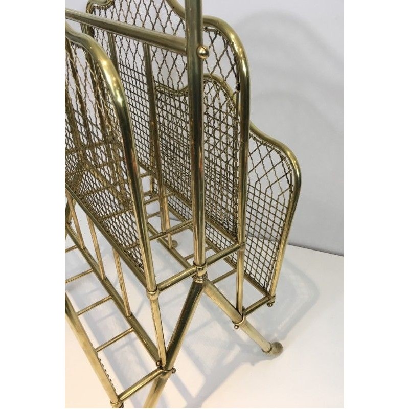 Neoclassical Brass Magazine Rack, Maison Jansen, c.1940