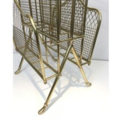 Neoclassical Brass Magazine Rack, Maison Jansen, c.1940