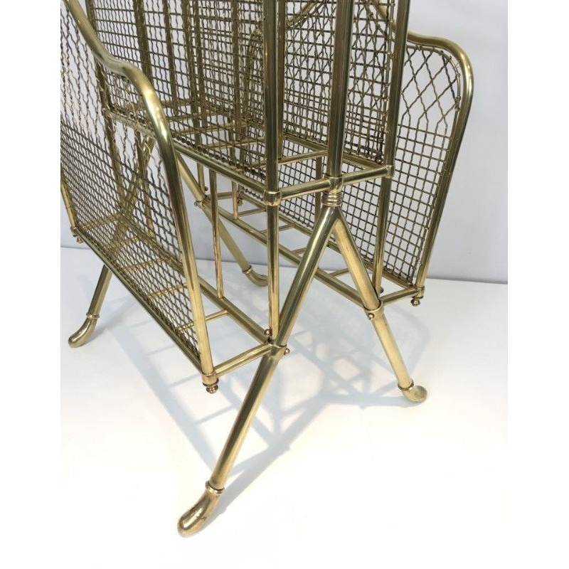 Neoclassical Brass Magazine Rack, Maison Jansen, c.1940
