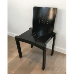 Suite de 6 Chaises Bois Laqué Noir, Vers 1950