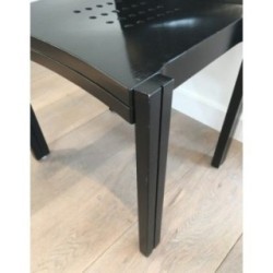 Suite de 6 Chaises Bois Laqué Noir, Vers 1950