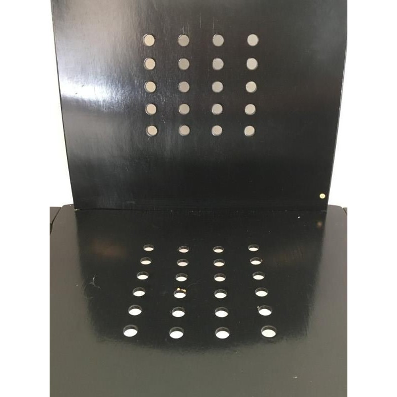 Set of 6 Black Lacquered Wood Chairs, Circa 1950