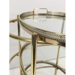 Small Oval Brass Trolley Table 3 Trays, Circa 1940