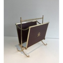 Pair of Magazine Racks Mahogany & Brass, Maison Jansen, c.1940