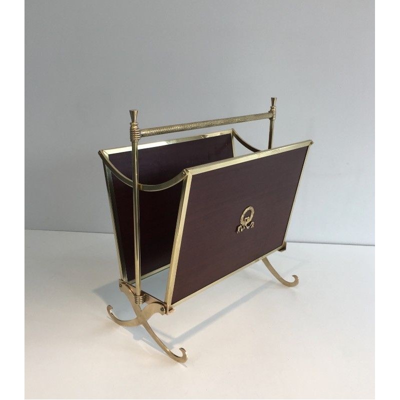 Paire Porte-Revues Acajou Laiton, Maison Jansen, Vers 1940
