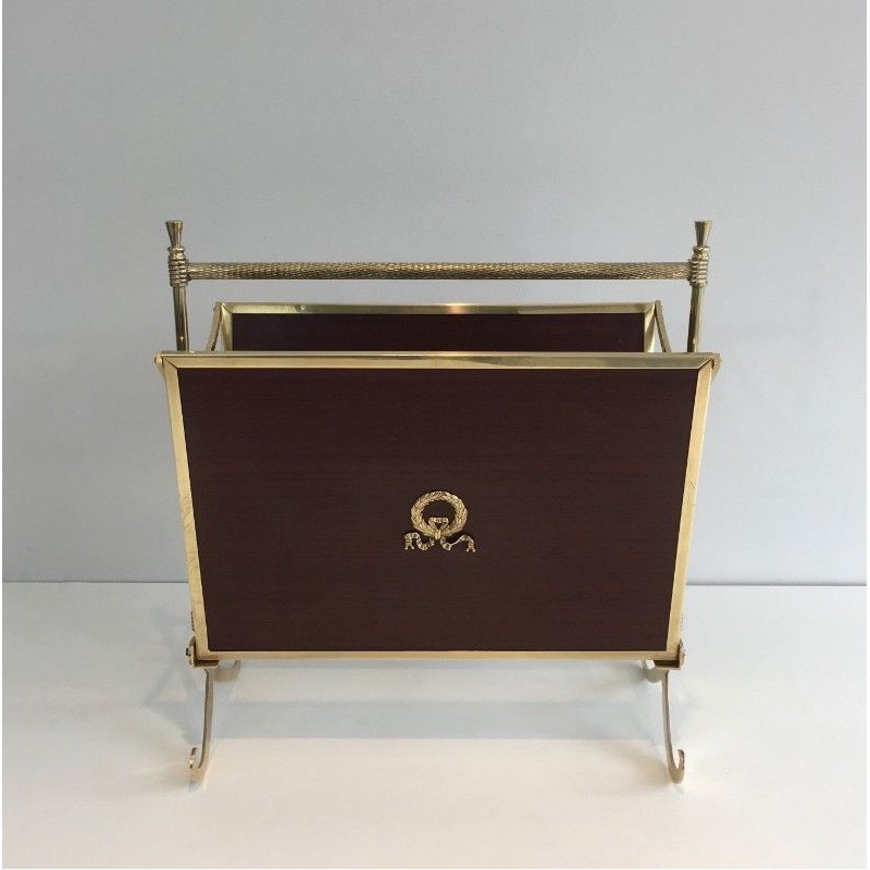 Pair of Magazine Racks Mahogany & Brass, Maison Jansen, c.1940