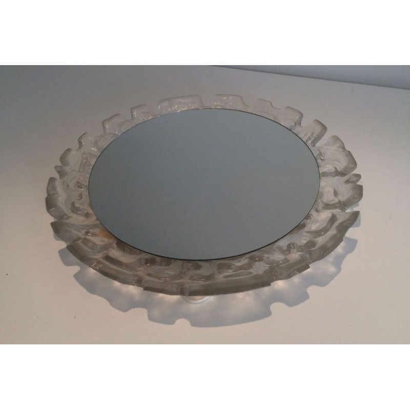 Illuminated Mirror in Molded White Plastic, Circa 1970