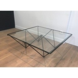 Black Metal & Glass Coffee Table, Paolo Piva, Italy 1970