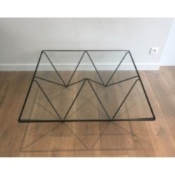 Black Metal & Glass Coffee Table, Paolo Piva, Italy 1970