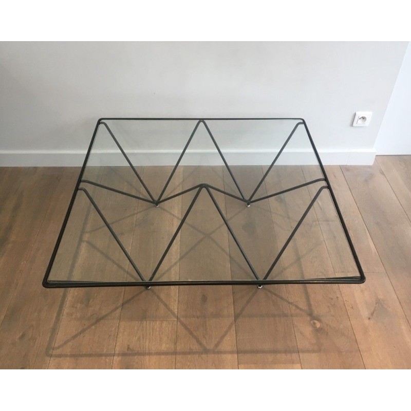 Black Metal & Glass Coffee Table, Paolo Piva, Italy 1970