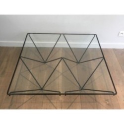 Black Metal & Glass Coffee Table, Paolo Piva, Italy 1970