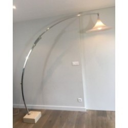 Lampadaire Arco Aluminium Brossé, Plastique & Marbre, Vers 1970