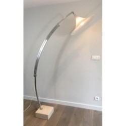 Arco-Style Floor Lamp Brushed Aluminum & Marble, Circa 1970