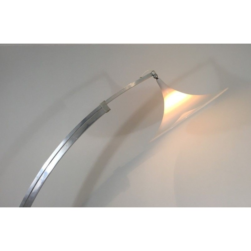 Arco-Style Floor Lamp Brushed Aluminum & Marble, Circa 1970