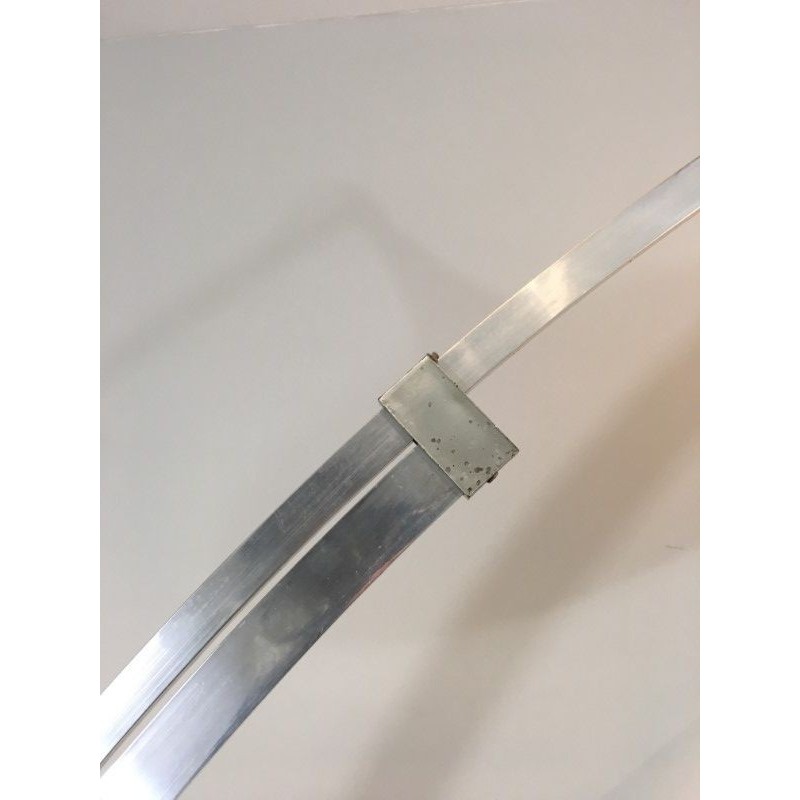 Arco-Style Floor Lamp Brushed Aluminum & Marble, Circa 1970