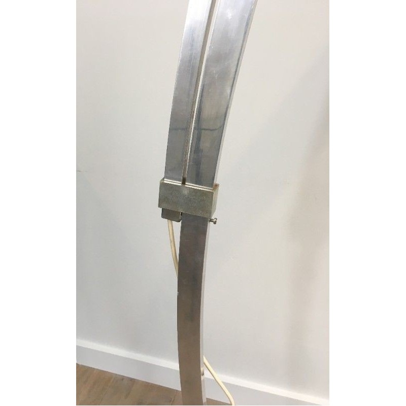 Lampadaire Arco Aluminium Brossé, Plastique & Marbre, Vers 1970