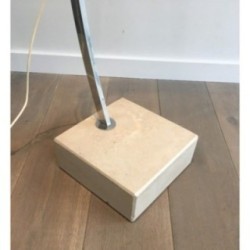 Lampadaire Arco Aluminium Brossé, Plastique & Marbre, Vers 1970
