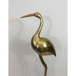 Pair Brass Birds Wood Velvet Bases 1970 | Maison BARROIS