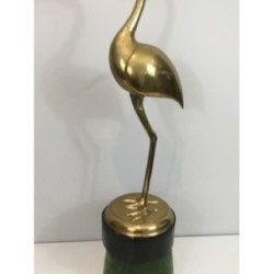 Pair Brass Birds Wood Velvet Bases 1970 | Maison BARROIS