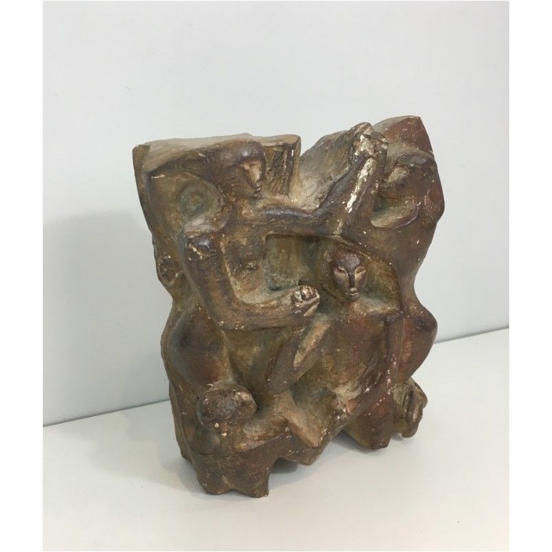 Plaster Sculpture 3 Figures Group 1950 | Maison BARROIS