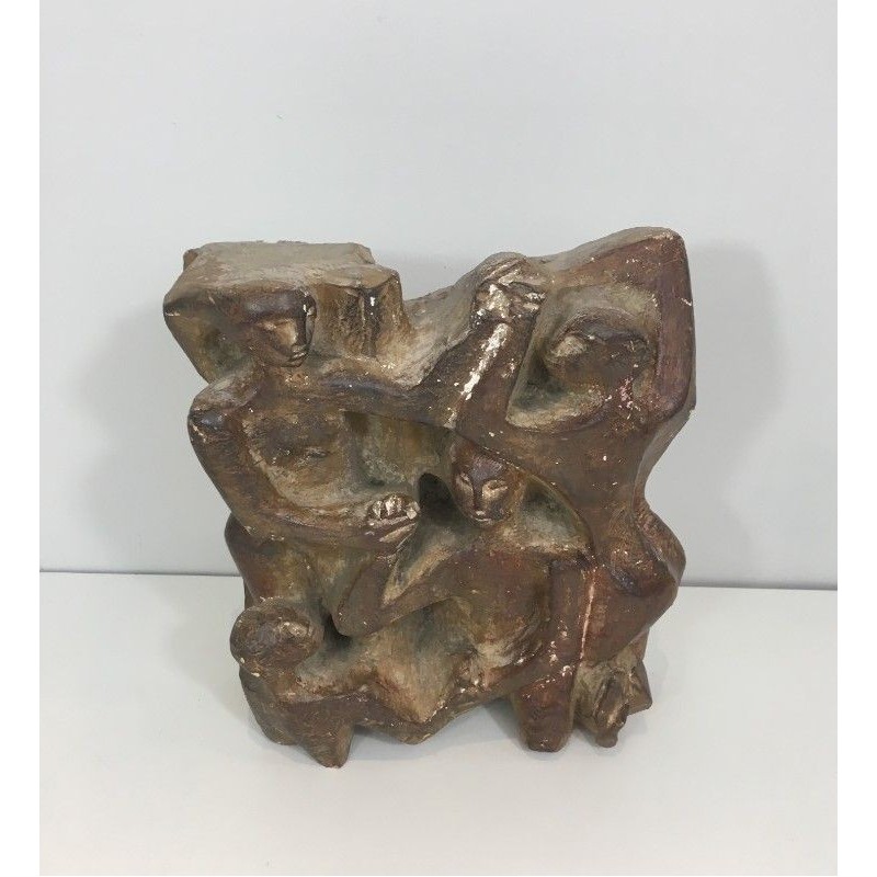 Plaster Sculpture 3 Figures Group 1950 | Maison BARROIS