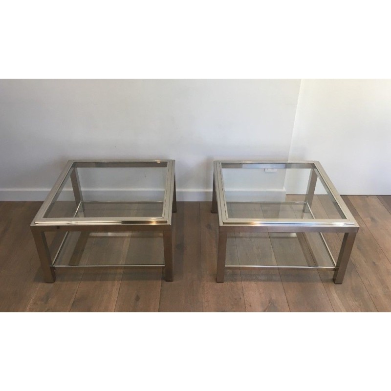 Important Chrome End Tables 1970 | Maison BARROIS