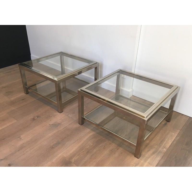 Important Chrome End Tables 1970 | Maison BARROIS