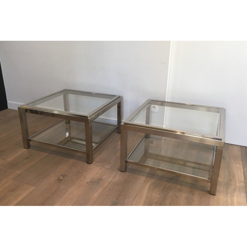 Important Chrome End Tables 1970 | Maison BARROIS