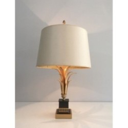 Lampe Ananas en Métal Doré et Laquée Noire. Dans le Goût de la Maison Charles