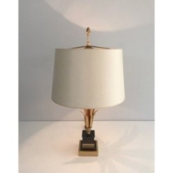 Lampe Ananas en Métal Doré et Laquée Noire. Dans le Goût de la Maison Charles