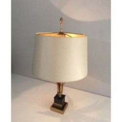 Lampe Ananas en Métal Doré et Laquée Noire. Dans le Goût de la Maison Charles