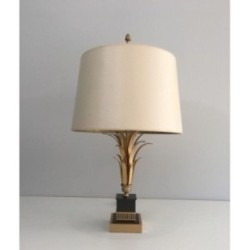 Lampe Ananas en Métal Doré et Laquée Noire. Dans le Goût de la Maison Charles