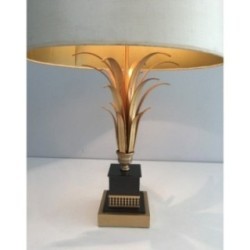 Lampe Ananas en Métal Doré et Laquée Noire. Dans le Goût de la Maison Charles