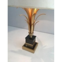 Lampe Ananas en Métal Doré et Laquée Noire. Dans le Goût de la Maison Charles