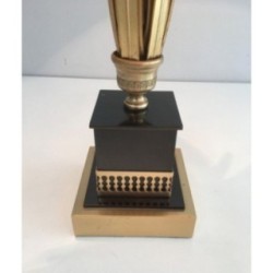 Lampe Ananas en Métal Doré et Laquée Noire. Dans le Goût de la Maison Charles