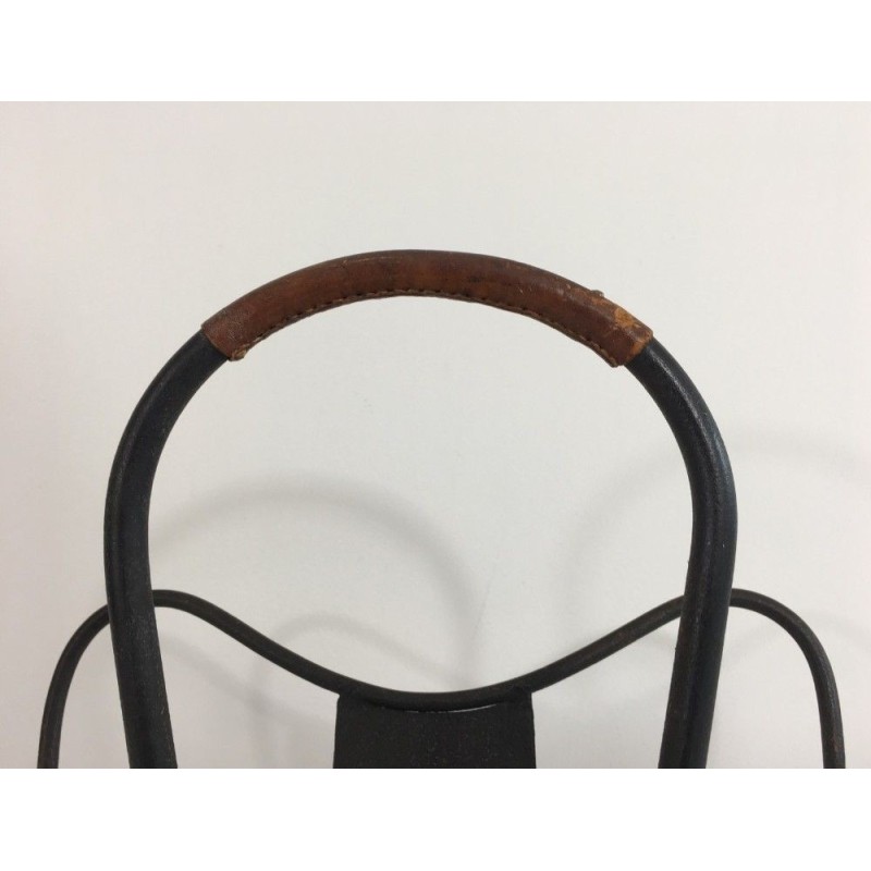 Porte-Revues Adnet Métal Cuir Marron 1940 | Maison BARROIS