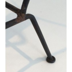 Magazine Rack Adnet Black Metal Brown Leather 1940 | Maison BARROIS