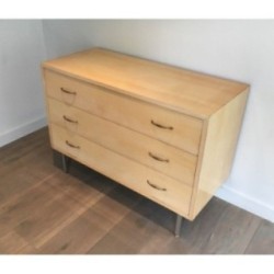 Commode Laque Coquille Acier Brossé Knoll 1970 | Maison BARROIS