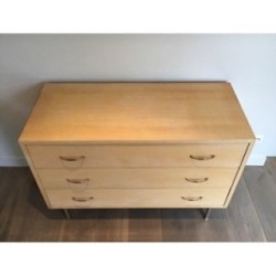 Commode Laque Coquille Acier Brossé Knoll 1970 | Maison BARROIS