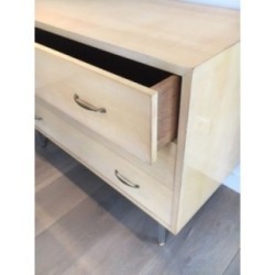 Commode Laque Coquille Acier Brossé Knoll 1970 | Maison BARROIS