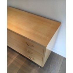 Commode Laque Coquille Acier Brossé Knoll 1970 | Maison BARROIS