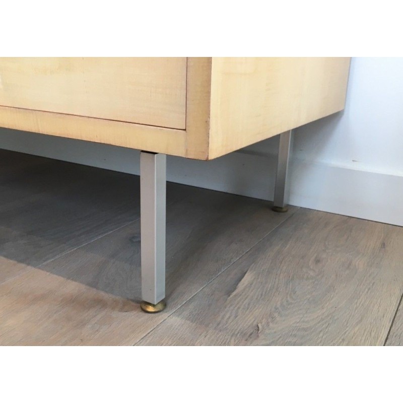 Eggshell Lacquered Chest Brushed Steel Knoll 1970 | Maison BARROIS