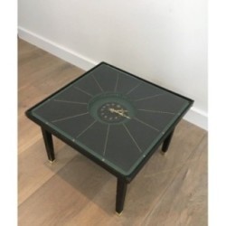 Pendulum Table Leather Brass Adnet 1950 | Maison BARROIS